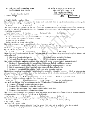 Đề kiểm tra học kỳ I (năm học 2015 - 2016) môn Ngữ văn lớp 11